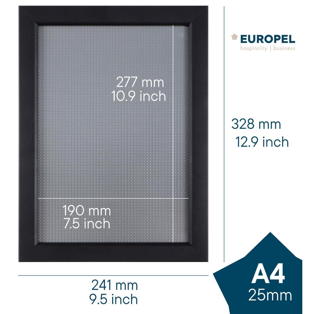 Cadre clipsable Europel A4 25mm noir mat