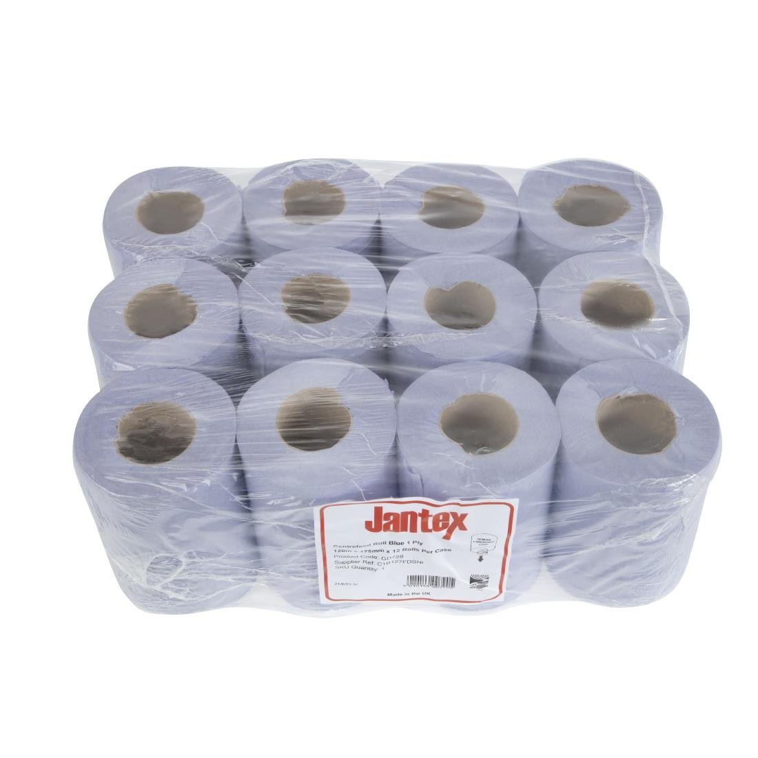 Mini bobines bleues à alimentation centrale 1 pli Jantex (lot de 12) - NISBETS