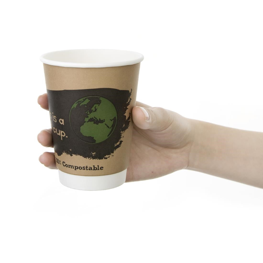 Gobelets boissons chaudes compostables en PLA double paroi Fiesta Compostable 355ml (Lot de 500) - NISBETS