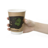 Gobelets boissons chaudes compostables en PLA double paroi Fiesta Compostable 355ml (Lot de 500) - NISBETS