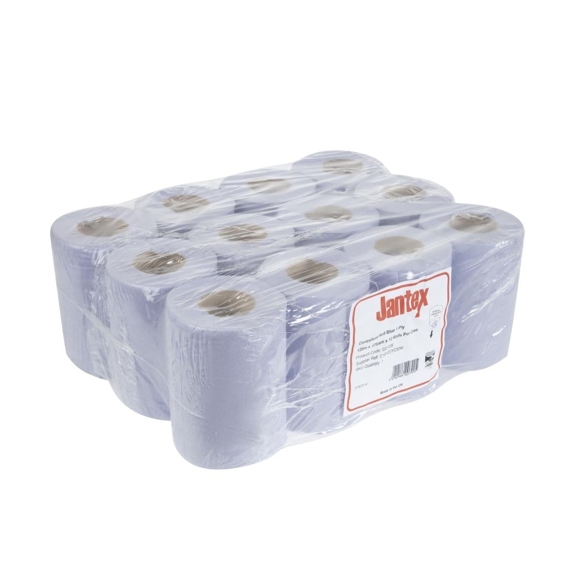 Mini bobines bleues à alimentation centrale 1 pli Jantex (lot de 12) - NISBETS
