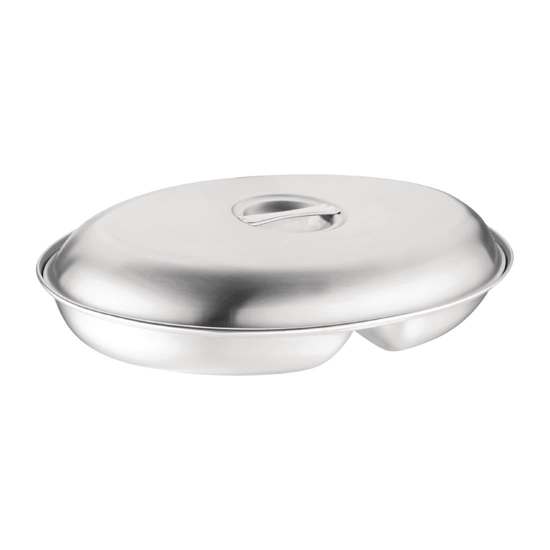 Plat à légumes ovale Olympia deux compartiments 180x252mm - NISBETS