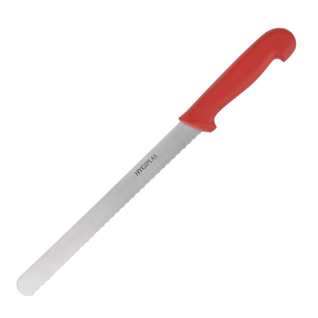 Couteau à trancher denté Hygiplas rouge 248mm - NISBETS