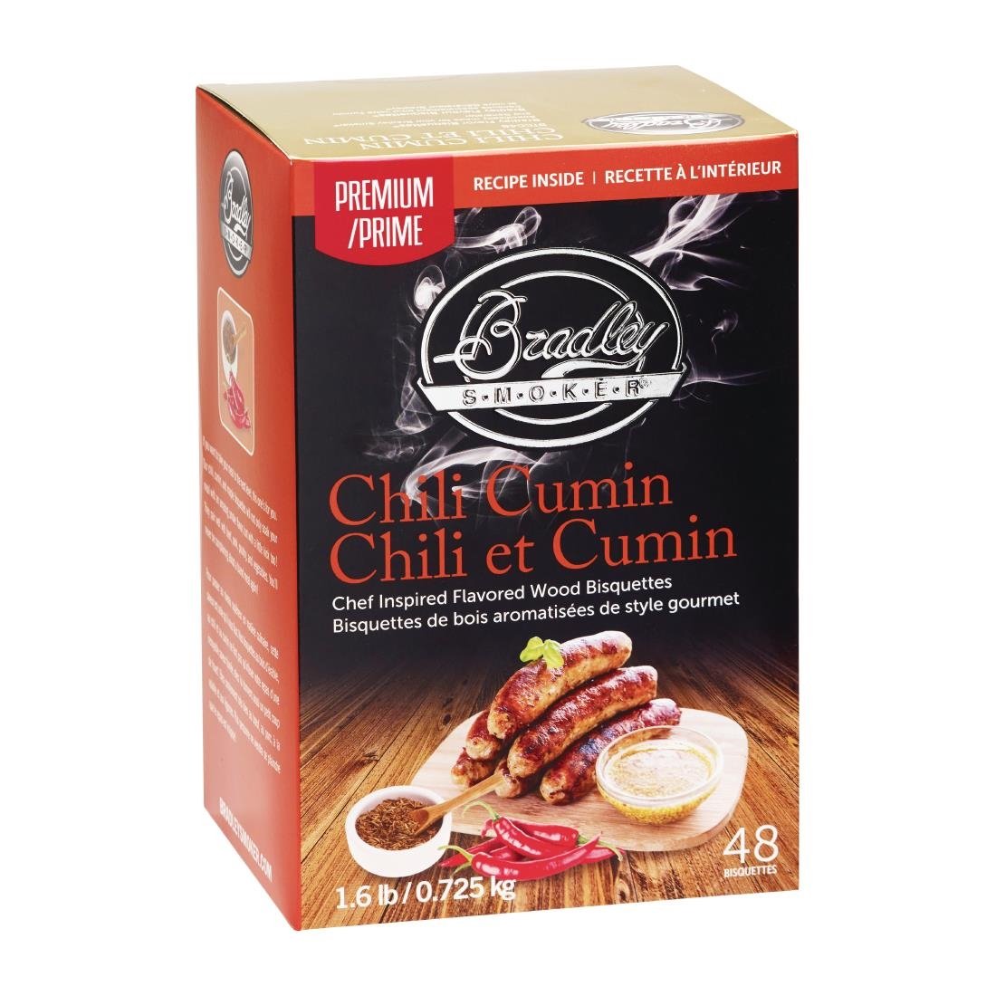 Briquettes Bradley Smoker arôme chili et cumin (lot de 48) - NISBETS