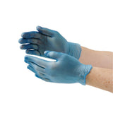 Gants alimentaires en vinyle poudré Hygiplas bleus - NISBETS