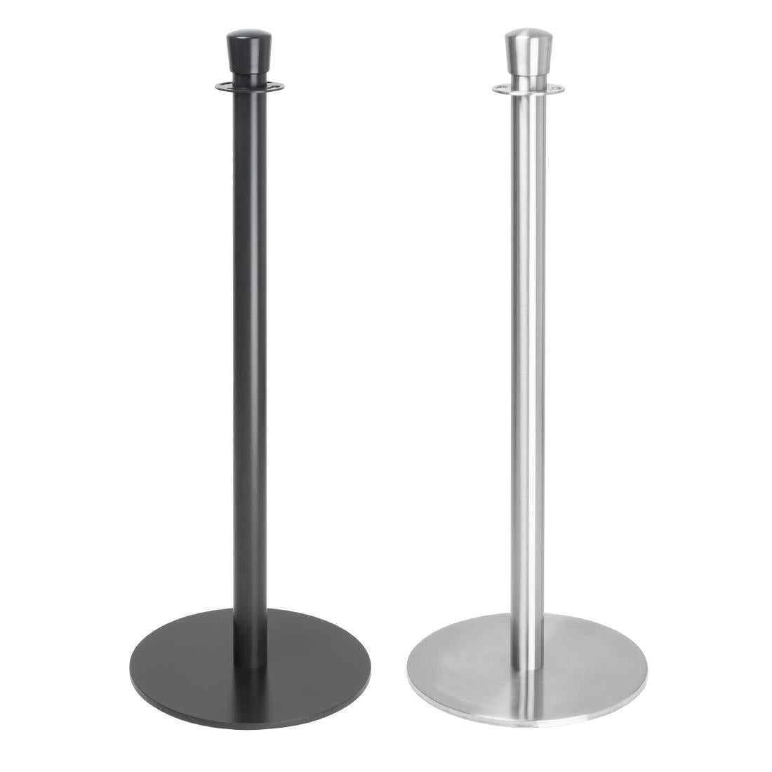 Poteaux d'accueil base plate Bolero inox brossé (lot de 2)