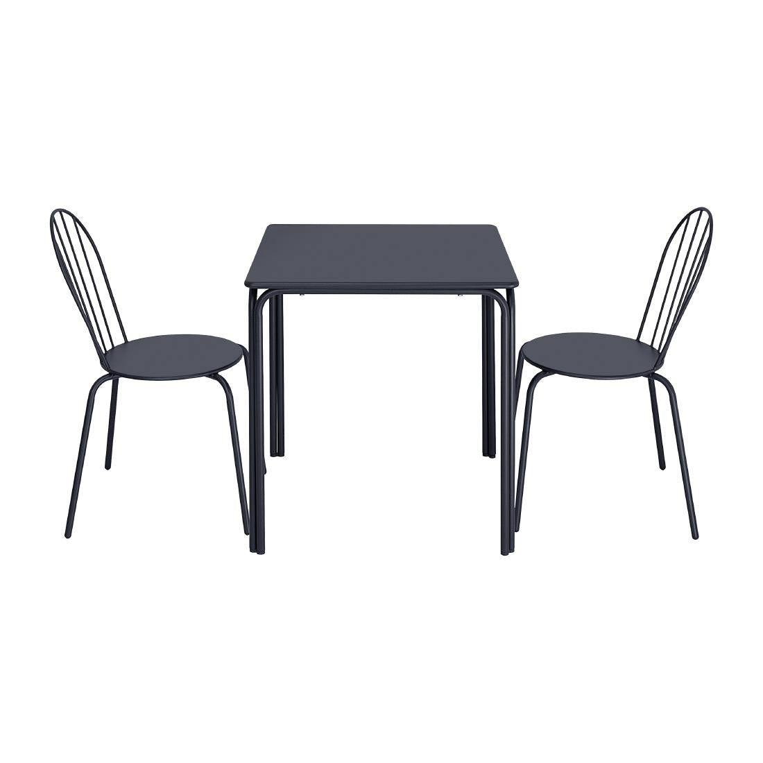 Table carrée en acier Bolero Adeline 700mm bleu ardoise