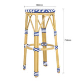 Tabourets de bar en rotin PE style parisien Bolero bleus (lot de 2)