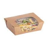 Barquettes à salade kraft recyclables avec fenêtre acétate 825ml (lot de 200) - NISBETS
