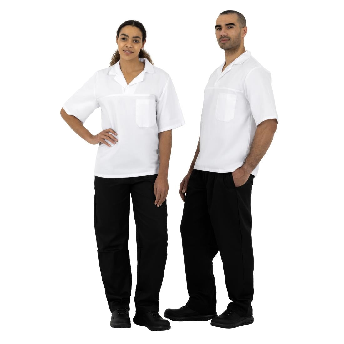 Pantalons de cuisinier mixtes en polycoton Whites Vegas noirs L (lot de 5)