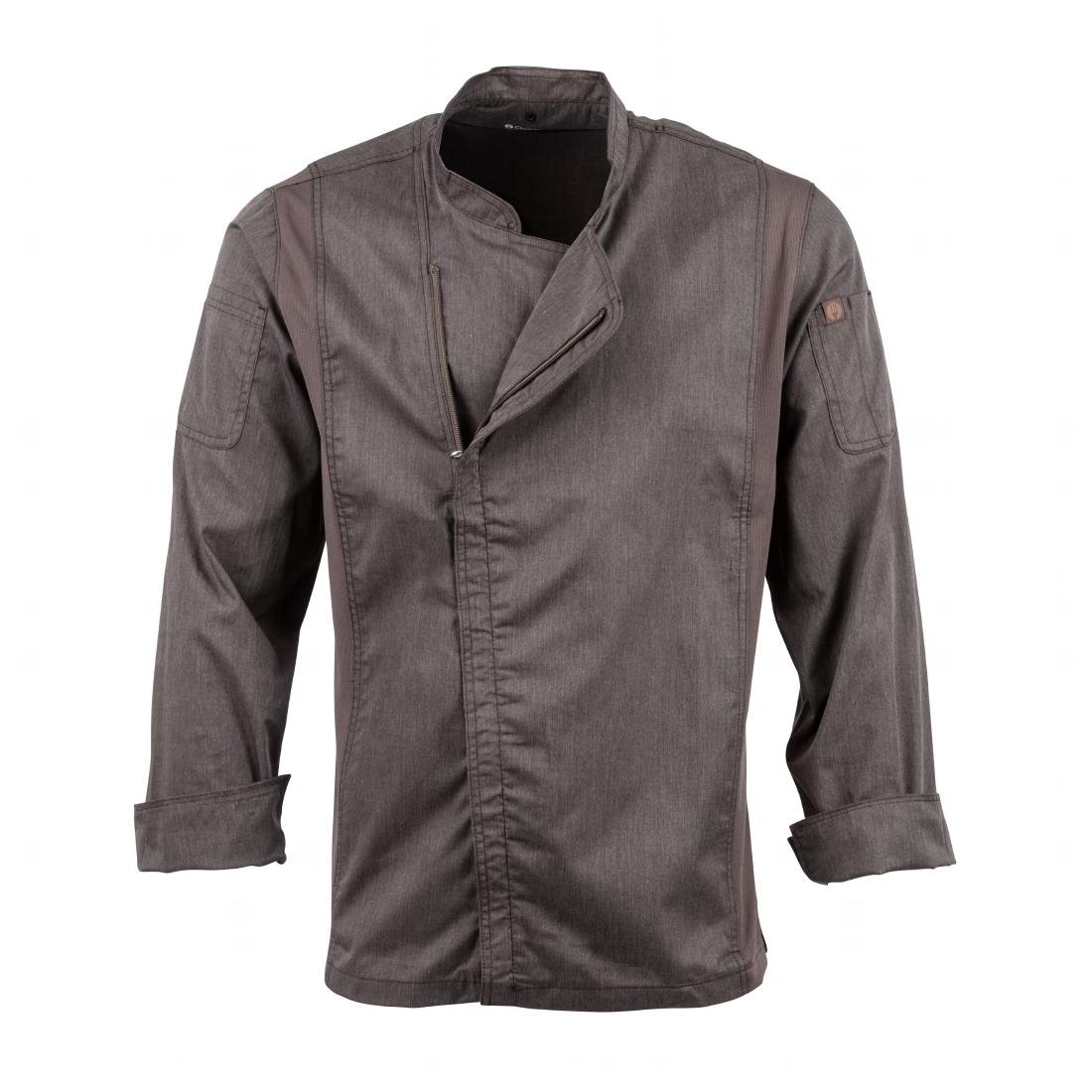 Veste de cuisine mixte légère à fermeture éclair Hartford Chef Works Urban gris graphite M - NISBETS