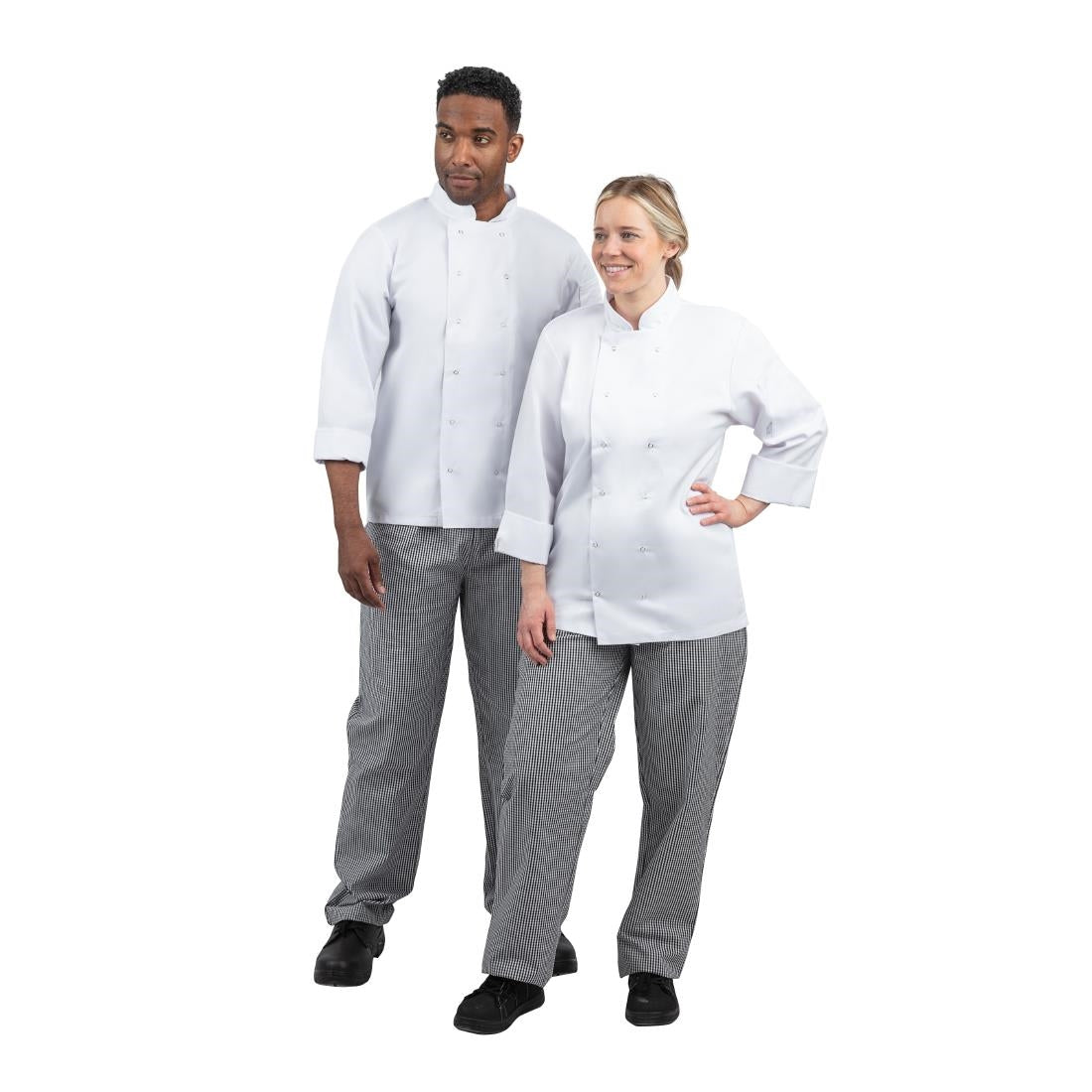 Pantalon de cuisinier mixte Whites Vegas petits carreaux noir et blanc - NISBETS