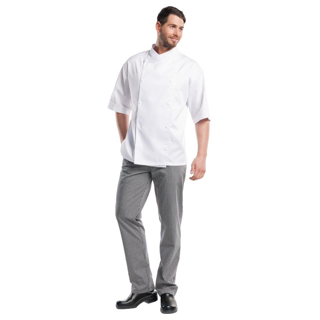 Pantalon de cuisine mixte Chaud Devant Grigio rayé gris et noir 36 - NISBETS