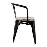 Fauteuils noirs à dossier incurvé avec assise en bois Bolero Bistro (lot de 4) - NISBETS