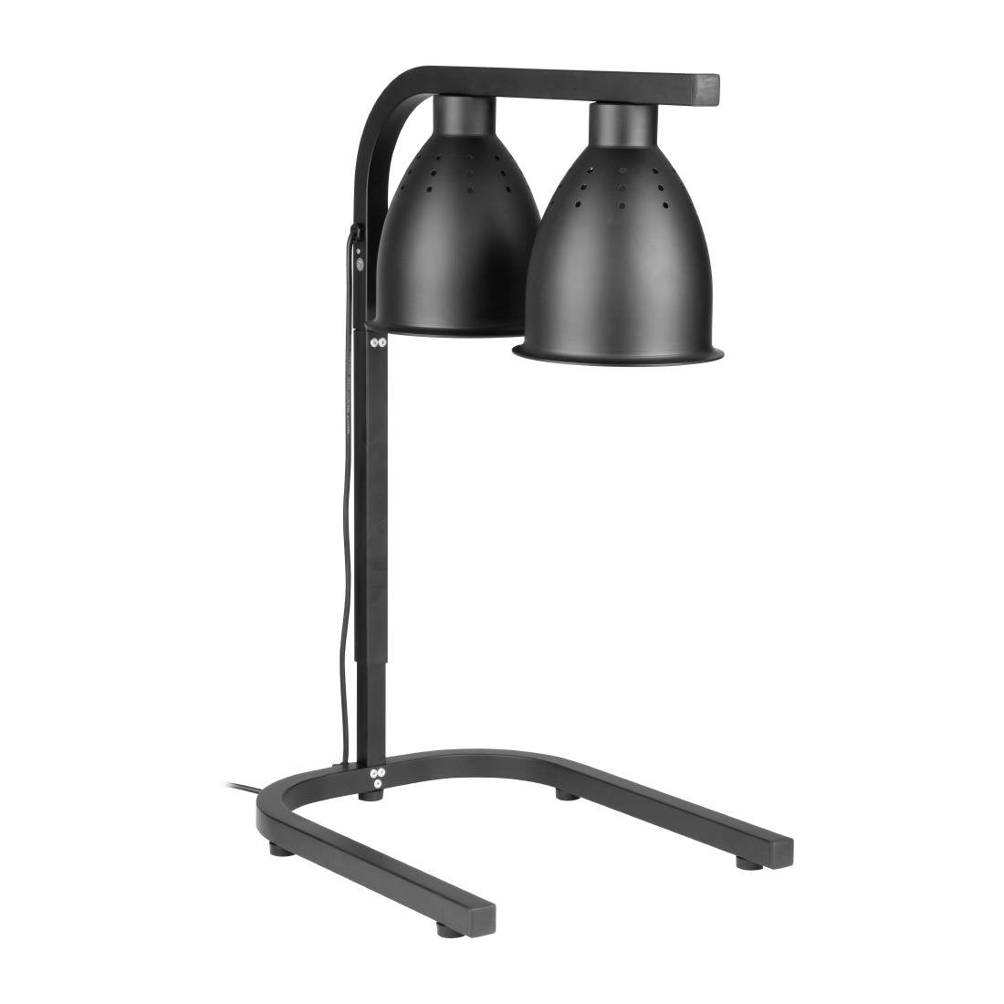 Lampe chauffante double sur pied Buffalo noir mat - NISBETS