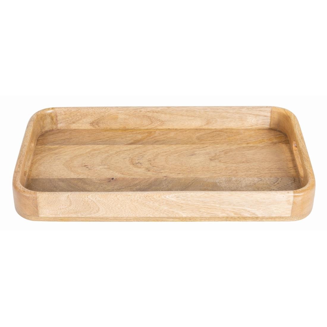 Plateau de service rectangulaire avec poignées intégrées en bois de manguier Olympia 430x230mm - NISBETS