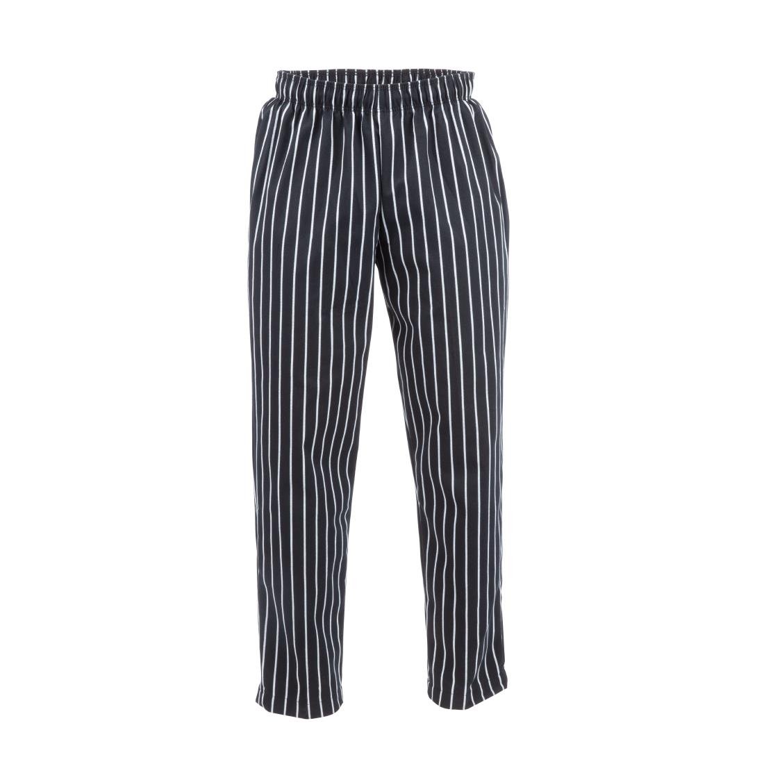 Pantalon de cuisine mixte Baggy Chef Works rayé noir et blanc - NISBETS