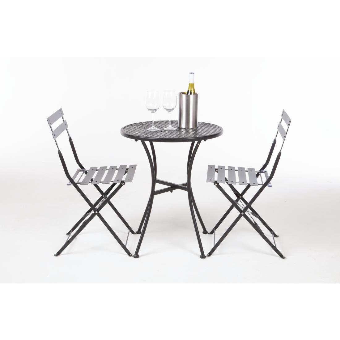 Table bistro ronde en acier ajouré Bolero noire 600mm (lot de 15)