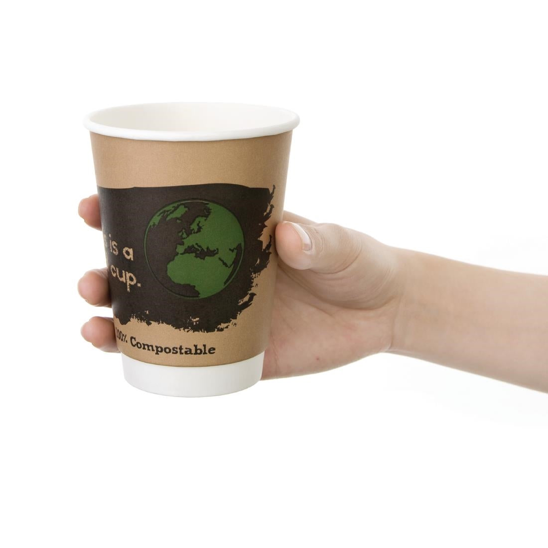 Gobelets boissons chaudes compostables en PLA double paroi Fiesta Compostable 355ml (Lot de 500) - NISBETS
