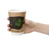 Gobelets boissons chaudes compostables en PLA double paroi Fiesta Compostable 355ml (Lot de 500) - NISBETS
