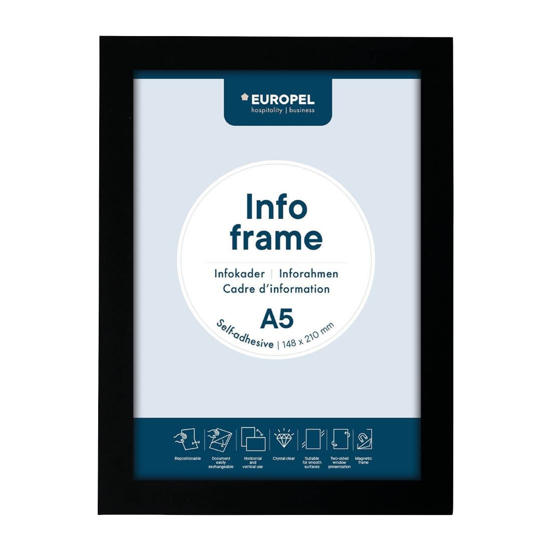 Cadres d'affichage autocollants Europel A5 noirs (lot de 2)