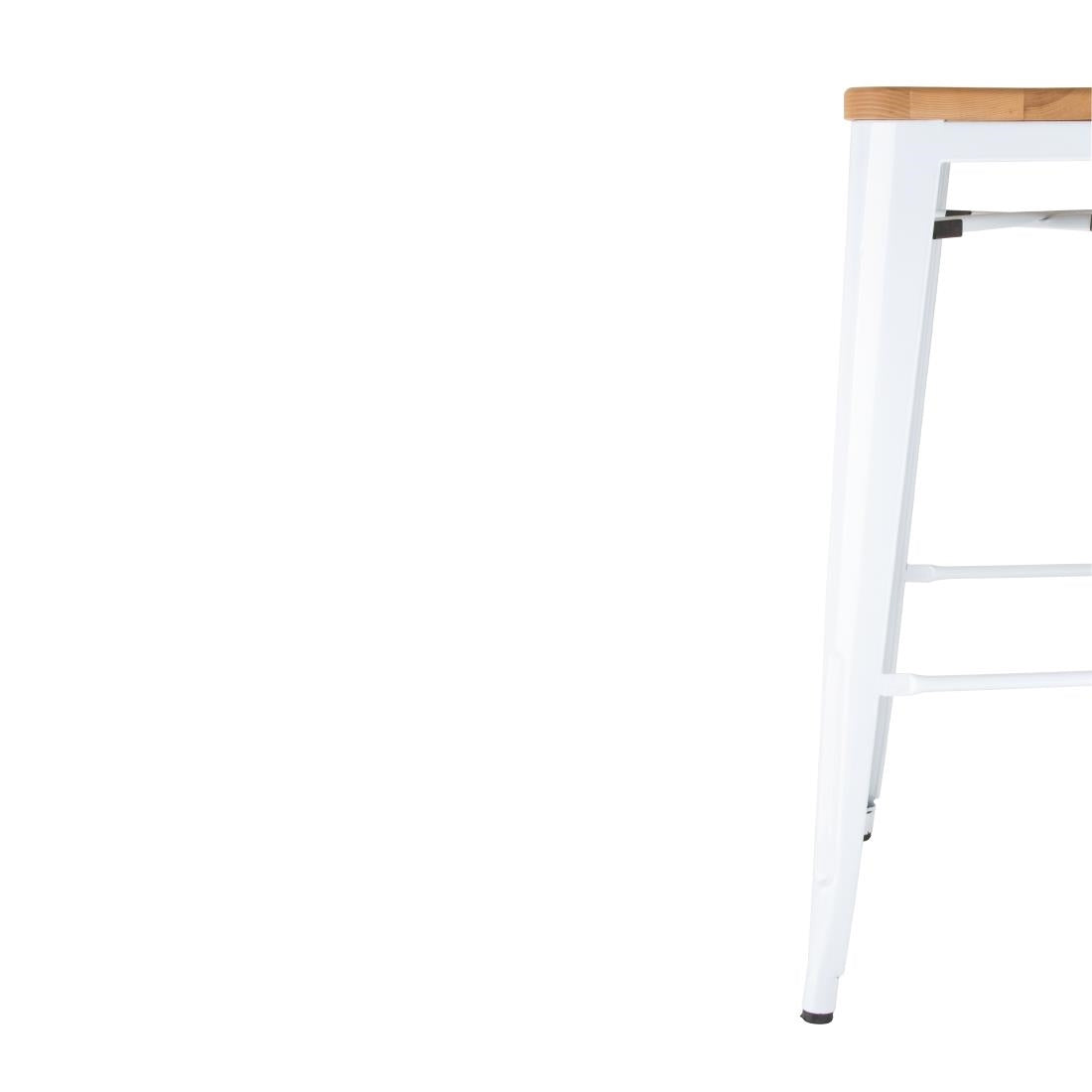 Tabourets hauts Bolero Bistro avec coussin d'assise en bois blanc (paquet de 4)