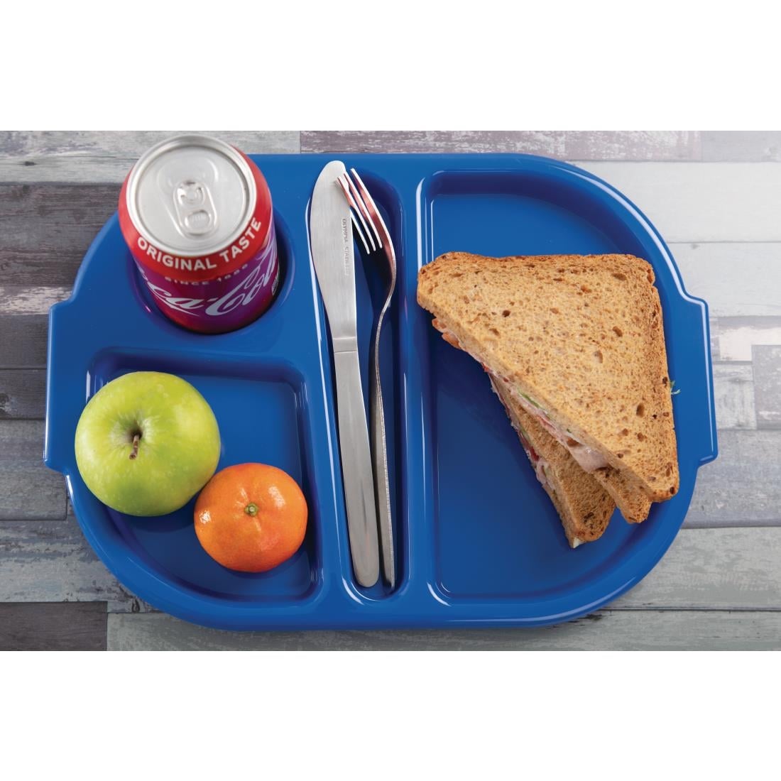 Petits plateaux repas à compartiments en polypropylène Olympia Kristallon bleus 321mm (Lot de 10) - NISBETS