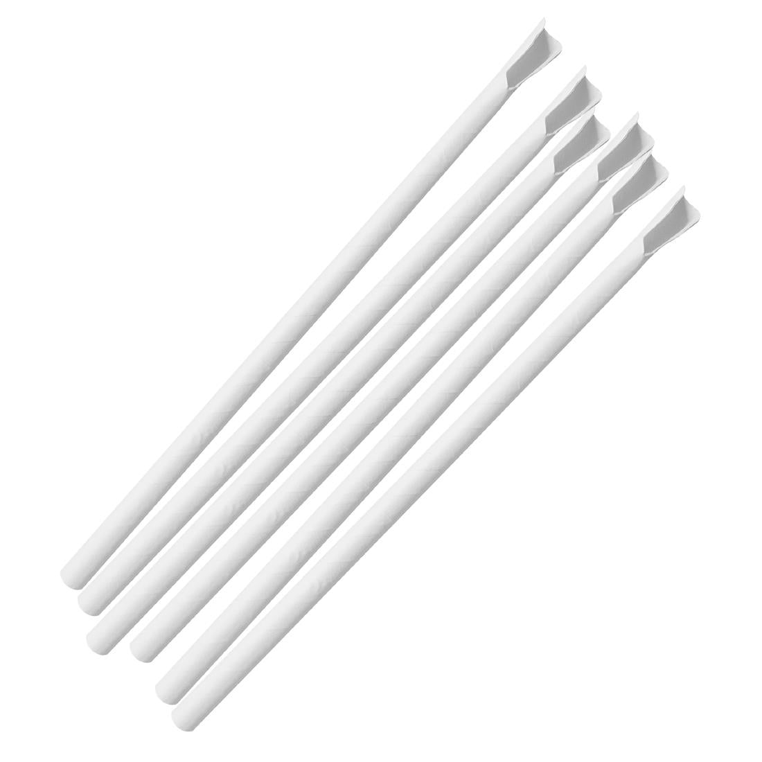 Pailles cuillères en papier Fiesta Compostable blanches 210x8mm (lot de 250)