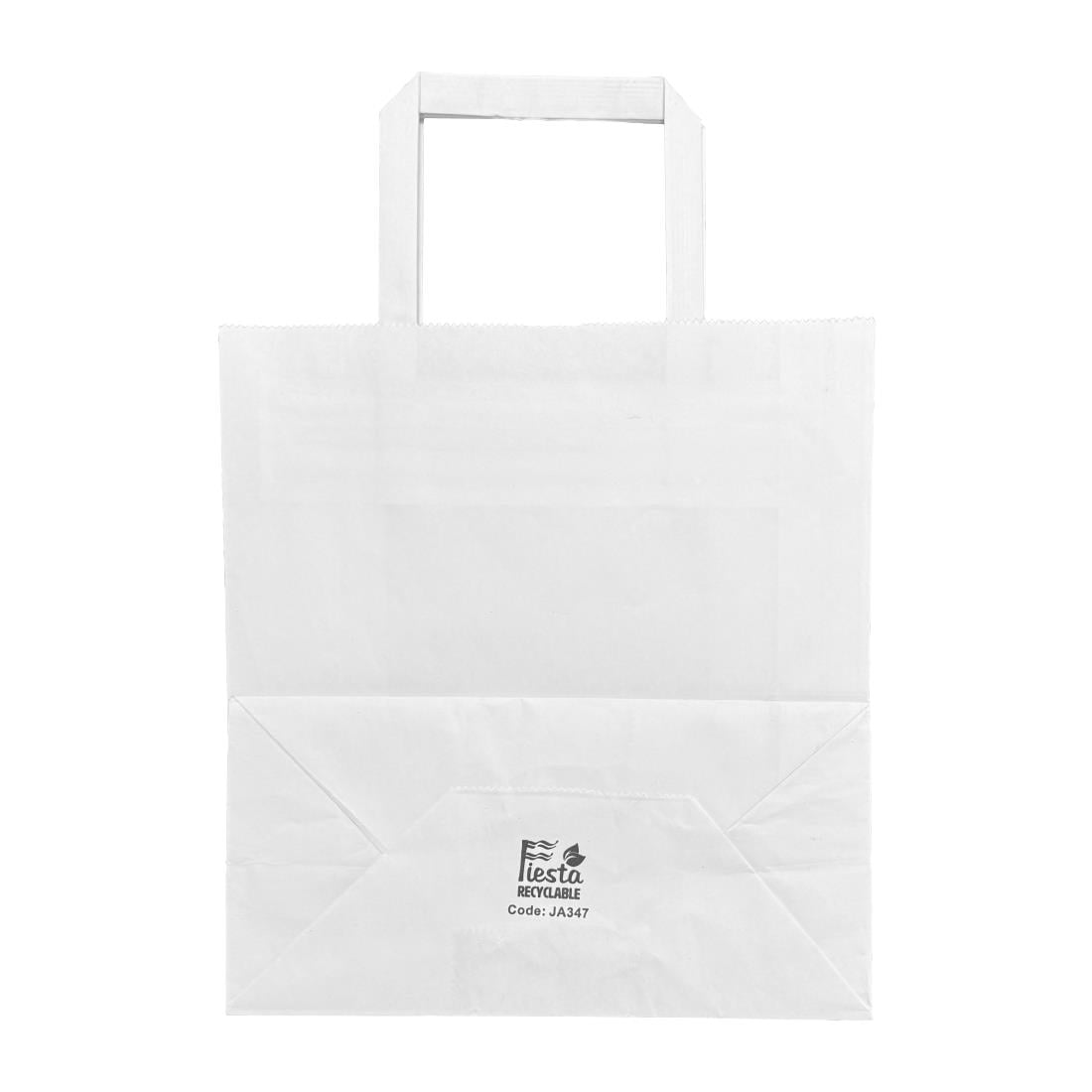 Petits sacs en papier blanc avec poignées plates Fiesta Recyclable (lot de 250) - NISBETS