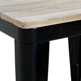 Table à manger à plateau à lattes en bois de manguier et piètement noir Bolero Bistro 650 mm - NISBETS