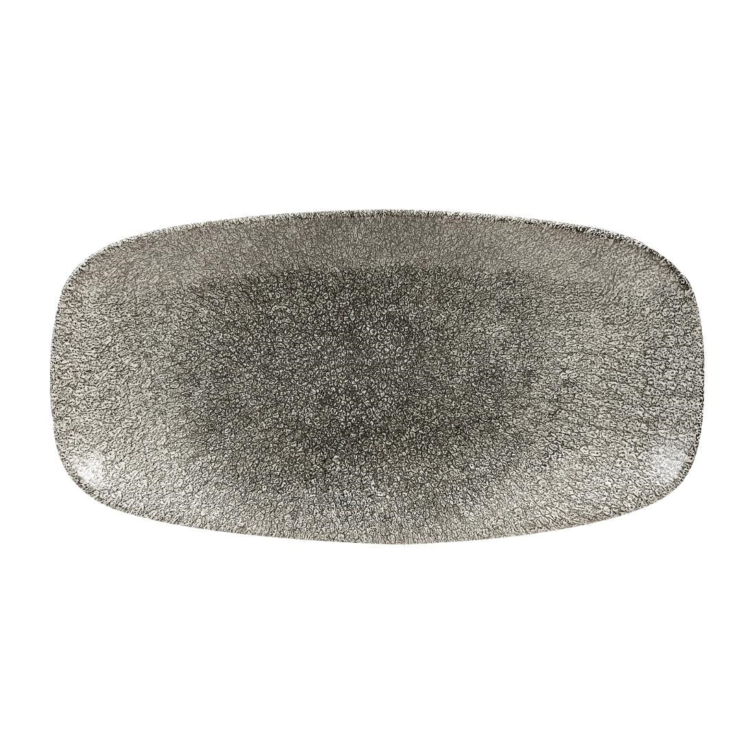 Assiettes oblongues Churchill Studio Prints Raku Quartz Black 355mm (Lot de 6)