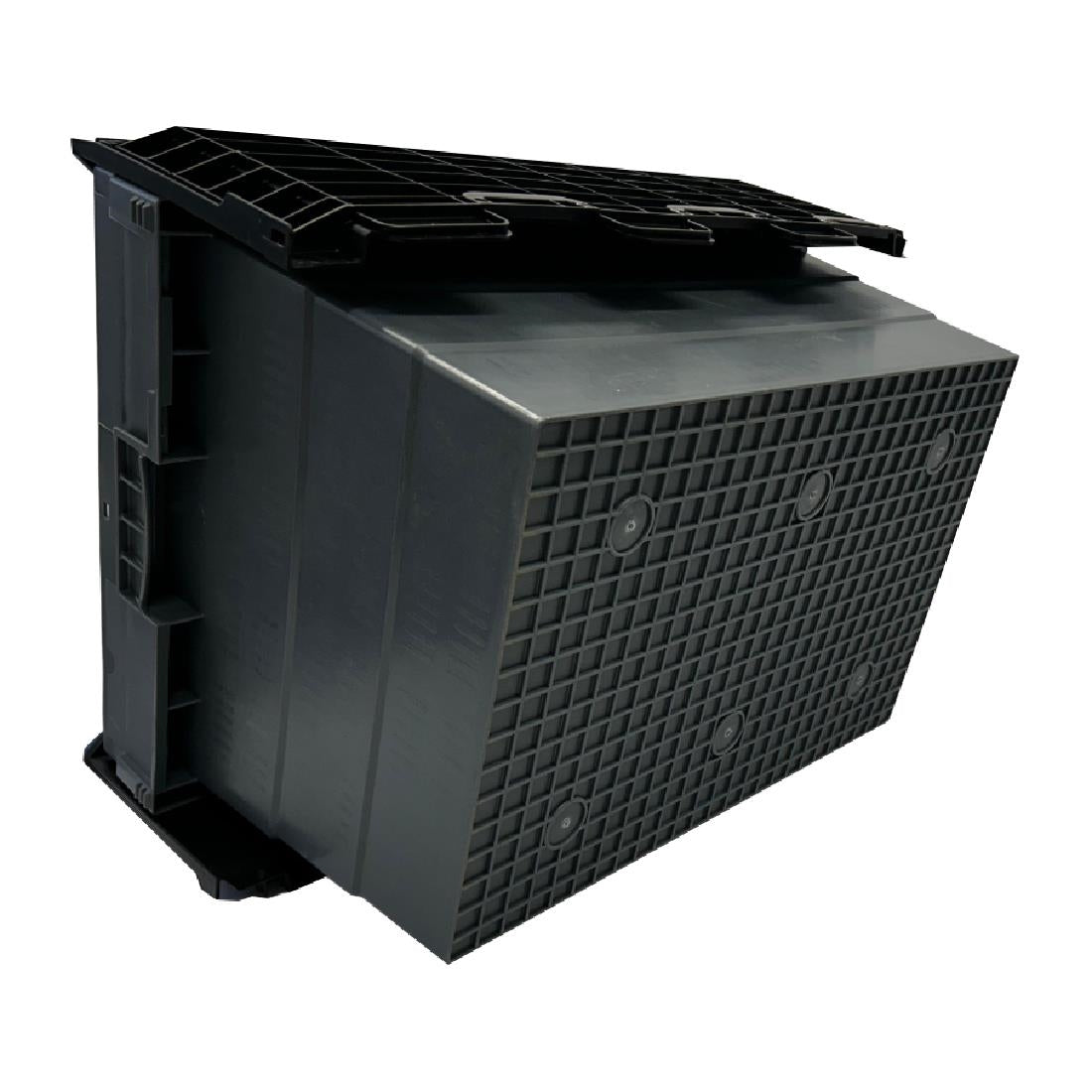 Caisse de transport/stockage en plastique Vogue avec couvercle attaché 600x400x320mm