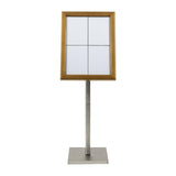 Porte-menu à LED blanches en teck Securit 4xA4 avec poteau et socle - NISBETS