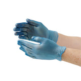Gants alimentaires en vinyle non poudrés Hygiplas bleus - NISBETS