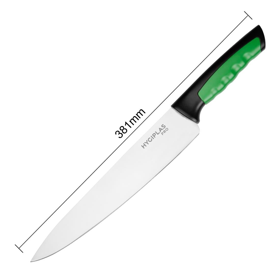 Couteau de cuisine Hygiplas Pro vert 25cm - NISBETS