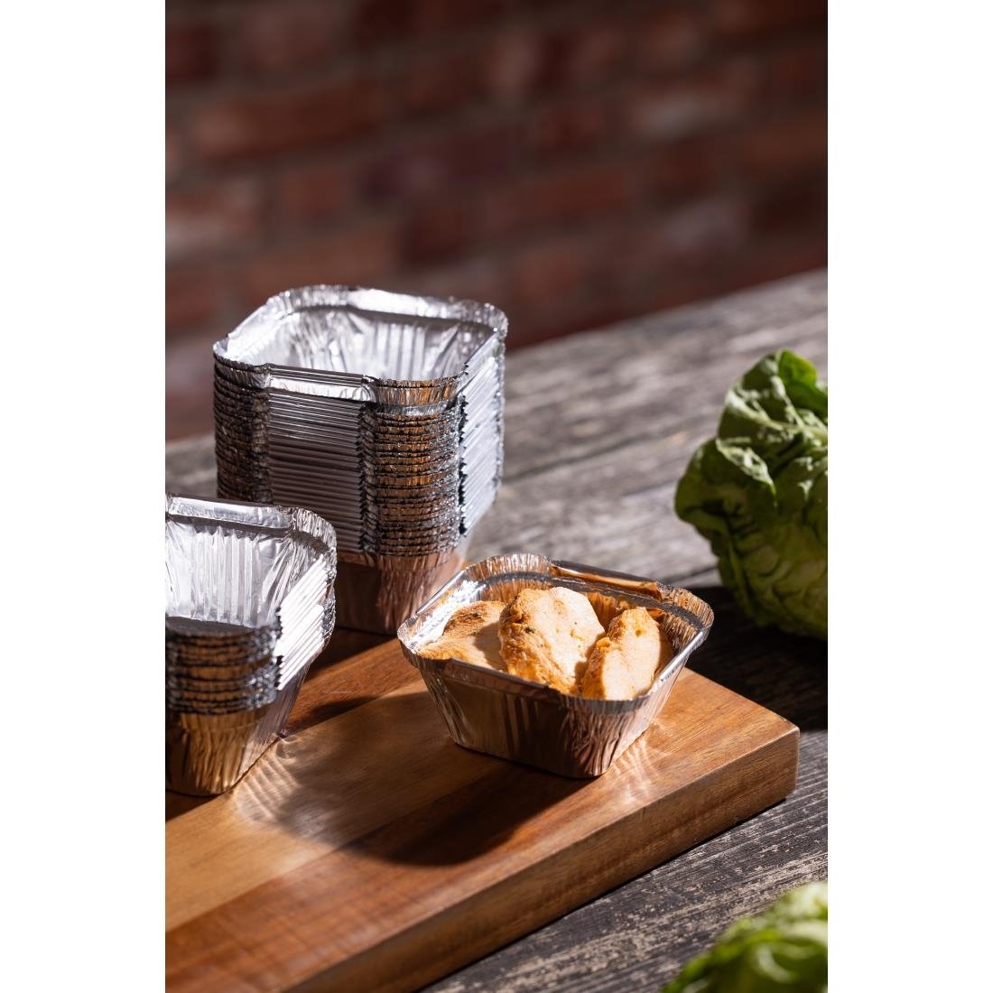 Barquettes carrées en aluminium Fiesta Recyclable 100 ml (lot de 200) - NISBETS