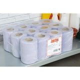 Mini bobines bleues à alimentation centrale 1 pli Jantex (lot de 12) - NISBETS