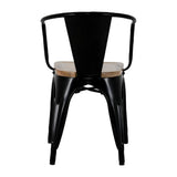 Fauteuils noirs à dossier incurvé avec assise en bois Bolero Bistro (lot de 4) - NISBETS