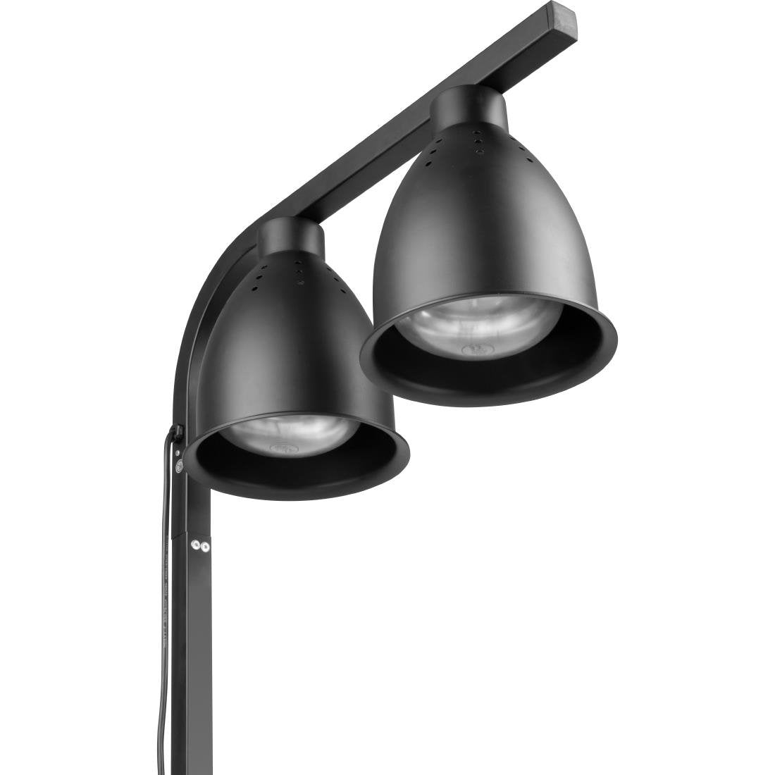 Lampe chauffante double sur pied Buffalo noir mat - NISBETS