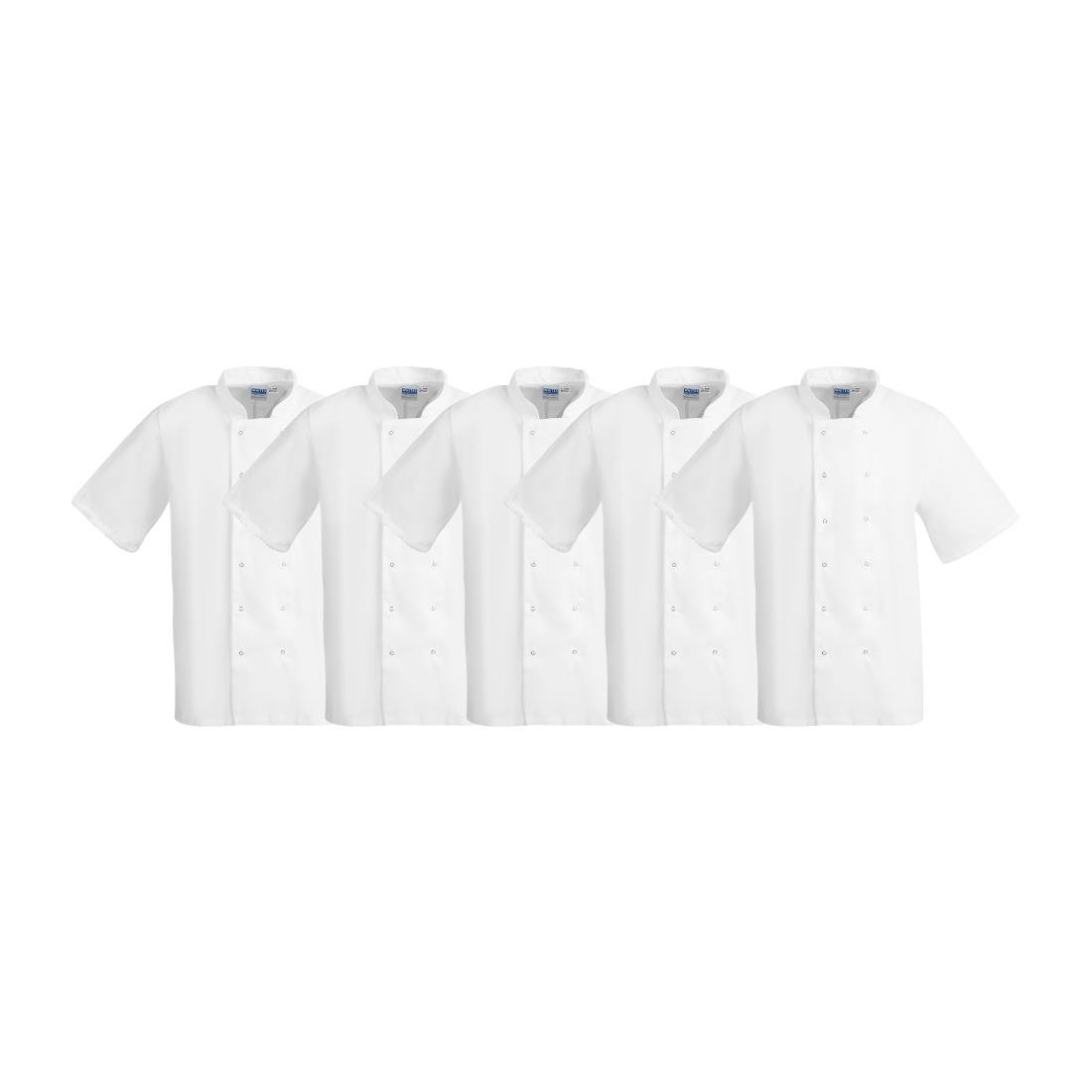 Vestes de cuisine manches courtes Whites Boston blanches M (lot de 5)