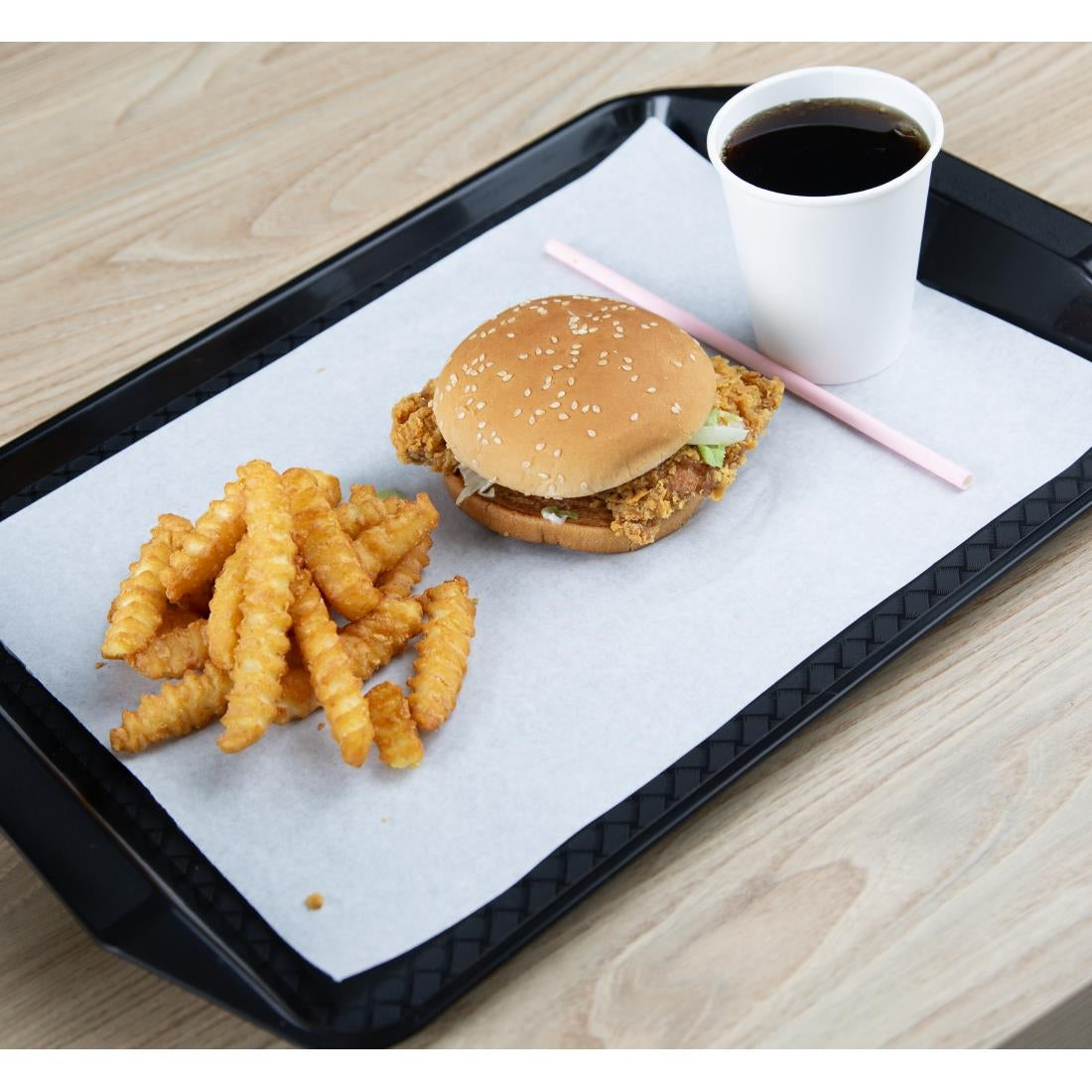 Plateau fast-food à poignées Olympia Kristallon noir 435x305mm
