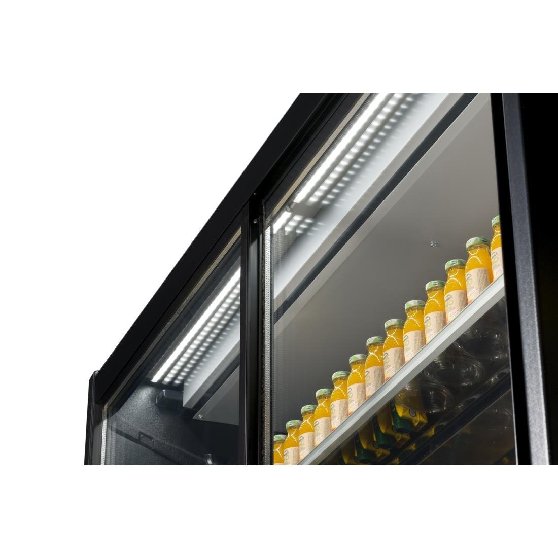Vitrine libre-service réfrigérée Zoin Cervinho noire avec portes coulissantes - Taille 100 mm