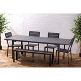 Bancs à lattes Bolero Valletta gris (lot de 2)