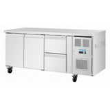 Table réfrigérée positive Polar série U 2 portes 2 tiroirs 242 L - NISBETS