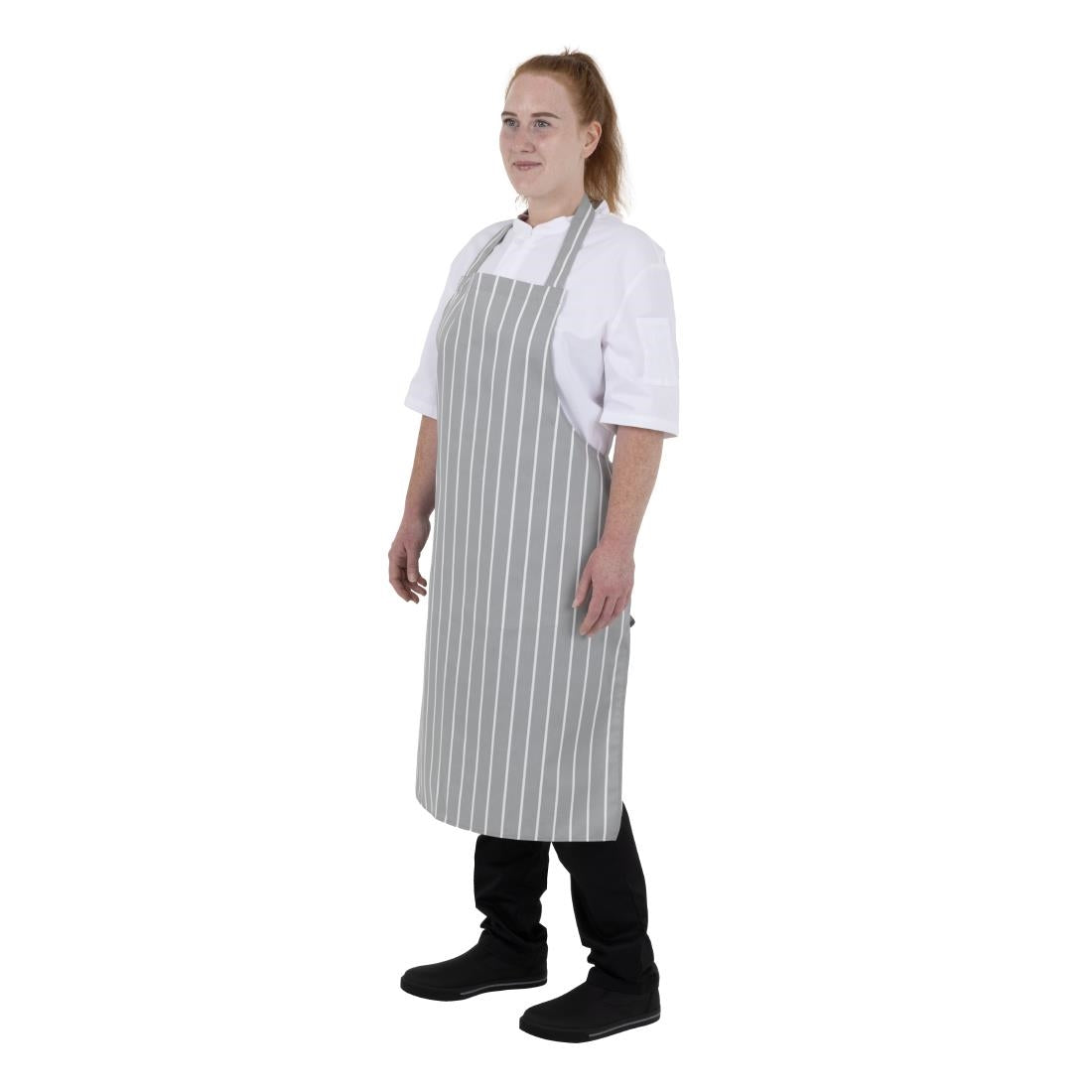 Tablier bavette rayé gris et blanc Whites
