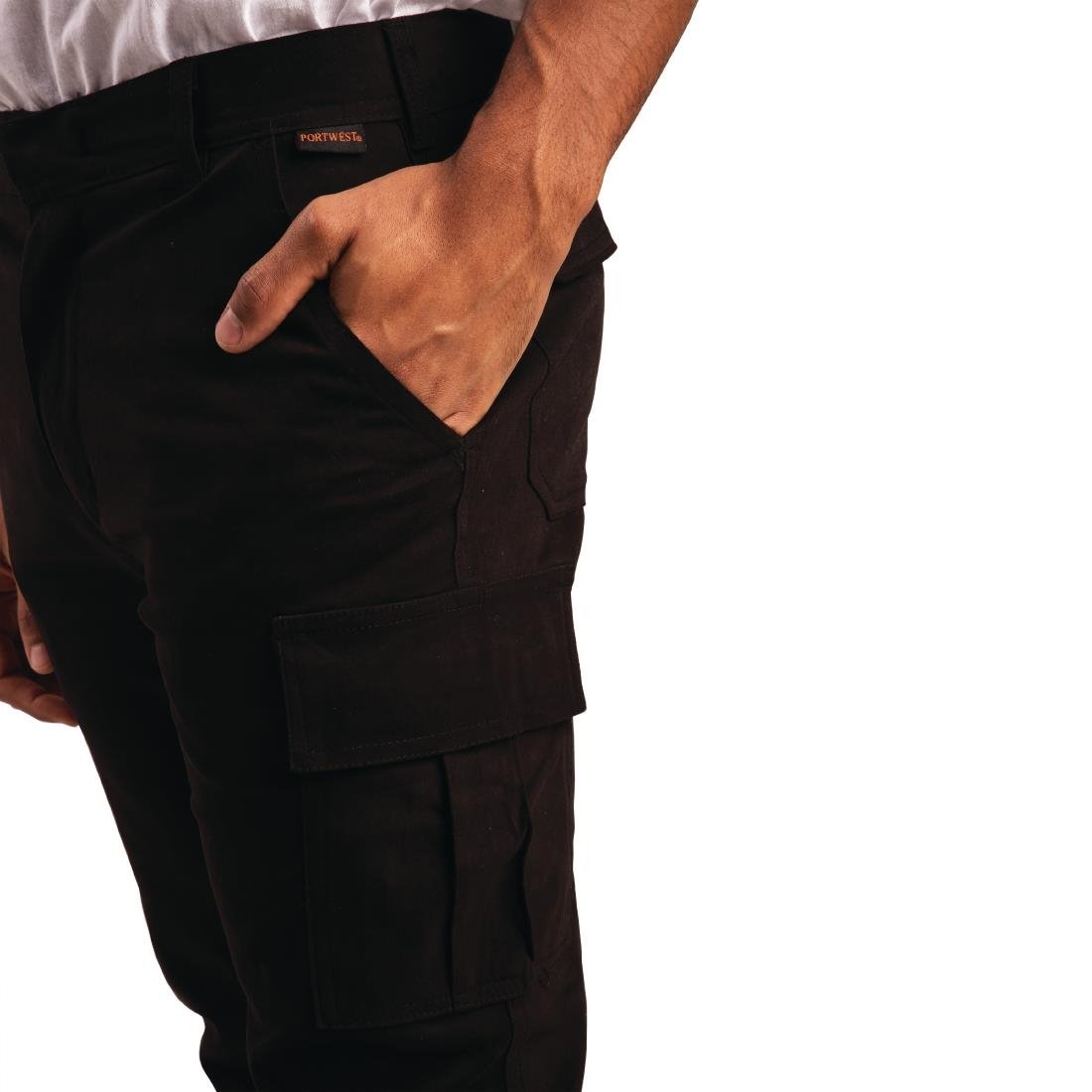 Pantalon homme slim stretch Cargo noir 4 - NISBETS
