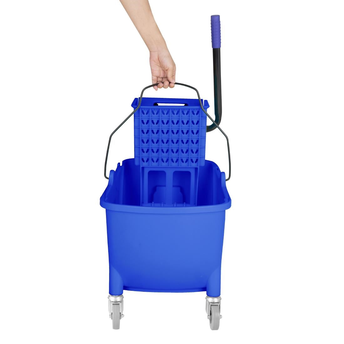 Seau essoreur avec pédale de vidange Jantex 30L bleu