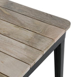 Table à manger à plateau à lattes en bois de manguier et piètement noir Bolero Bistro 650 mm - NISBETS