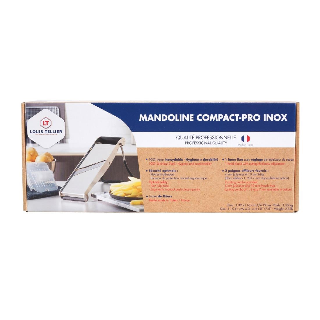 Mandoline japonaise en inox Louis Tellier Bron Compact Pro