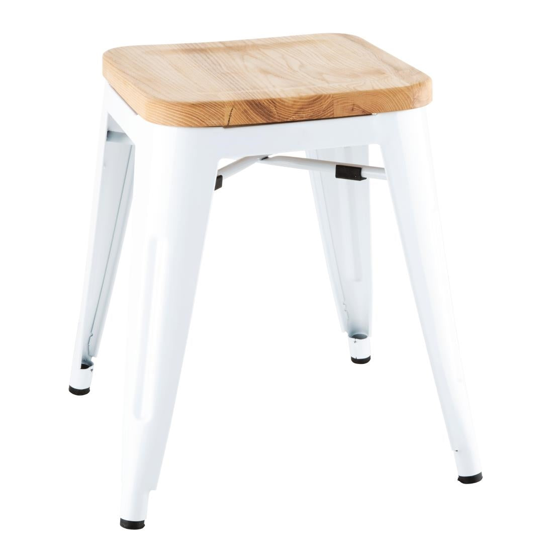 Tabourets bas Bolero Bistro avec coussin d'assise en bois blanc (paquet de 4)